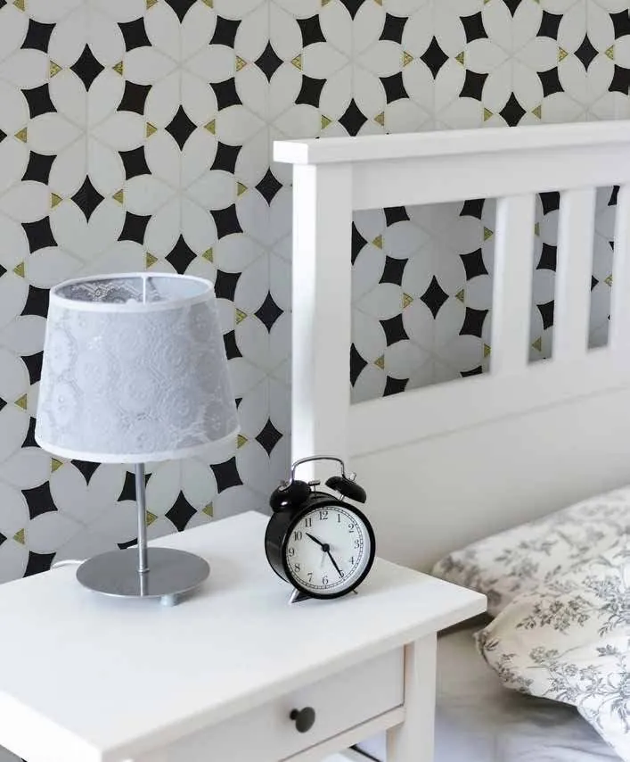 Infinite Flowers mosaic, bedroom feature wall