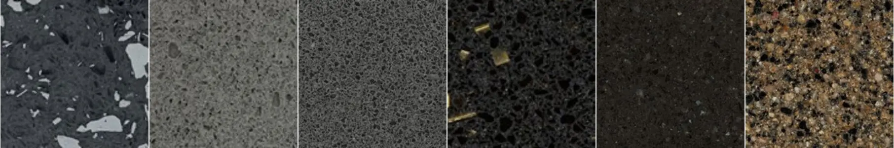 Selection of grey and black Trend Origina terrazzo slab swatches