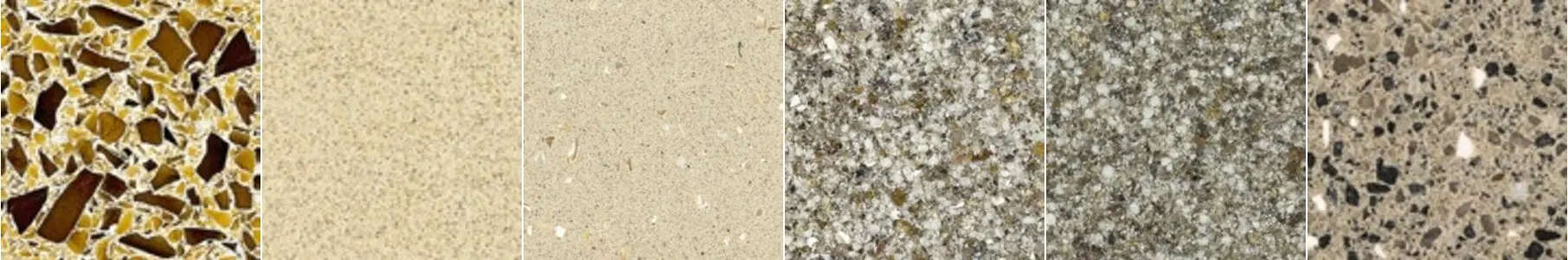 Selection of warm neutral Trend Origina terrazzo slab swatches