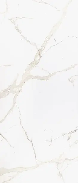 Trascenda Calacatta slab design — warm gold-grey marble veining